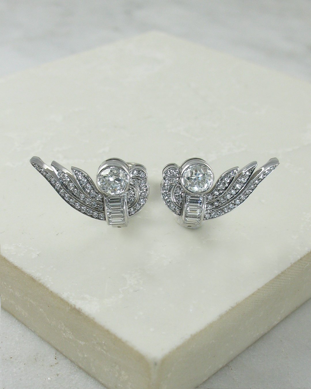 A bespoke pair of diamond clip earrings 