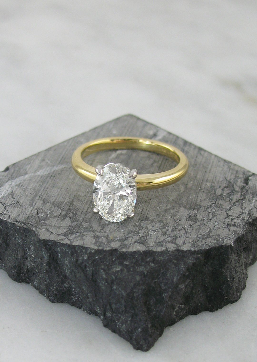 A beautiful oval diamond engagemnet ring