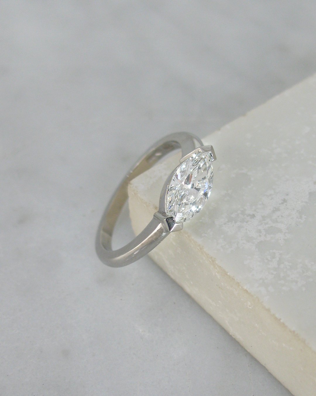 A magnificent bespoke marquise diamond engagement ring