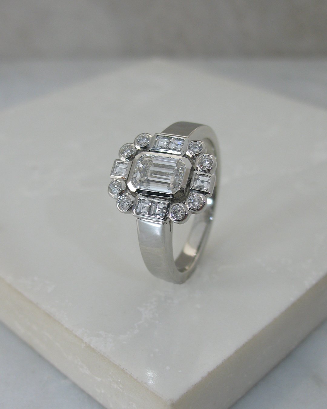 A unique Art Deco style diamond engagement  ring