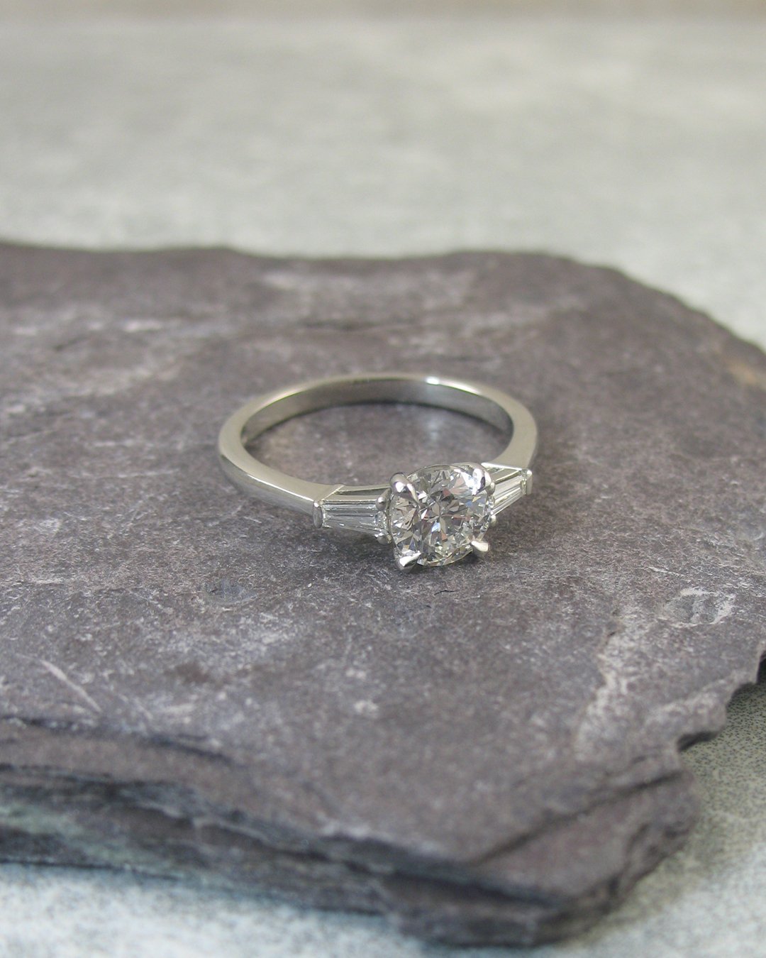 A tapered baguette diamond ring