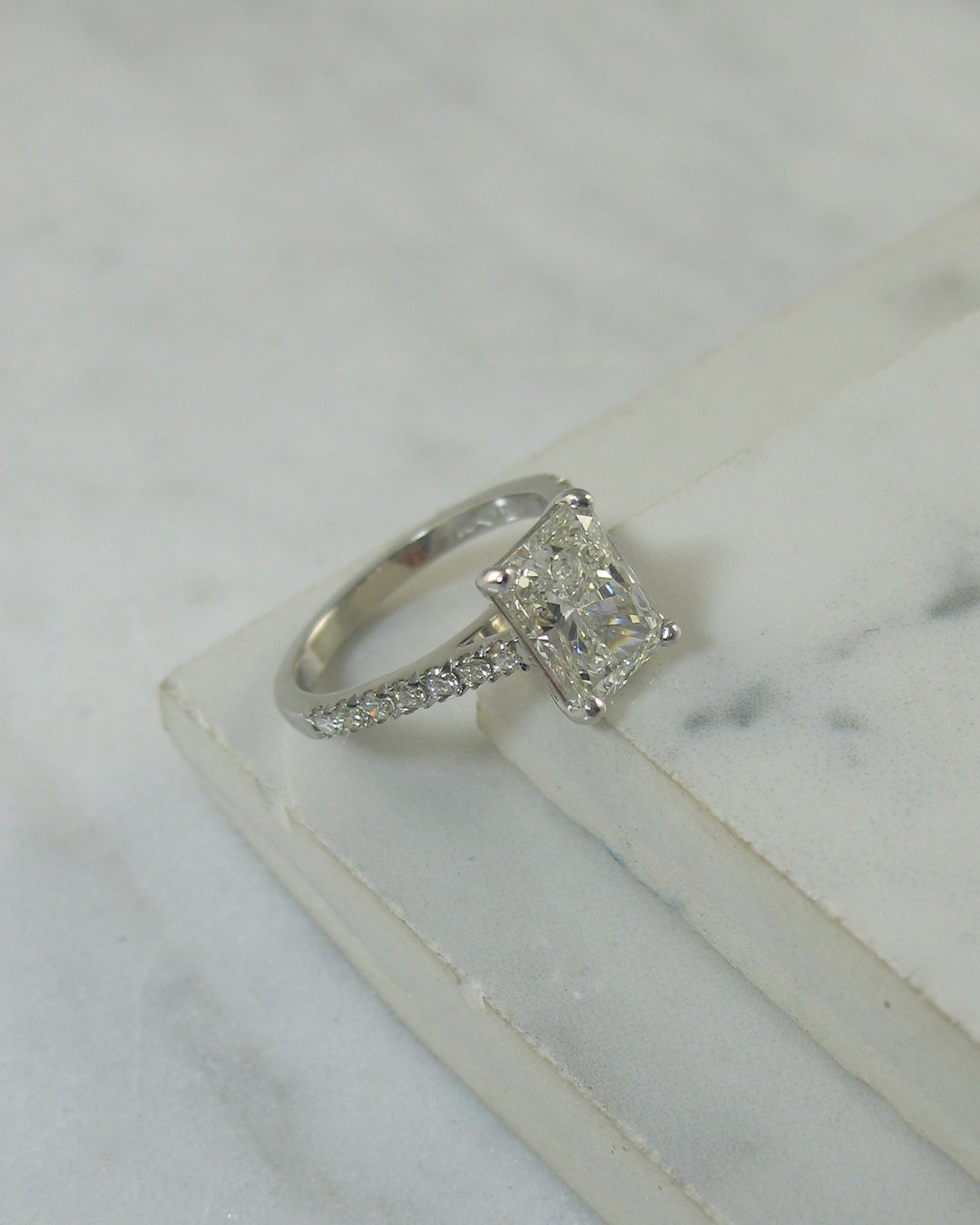 A stunning radiant cut  custom diamond ring