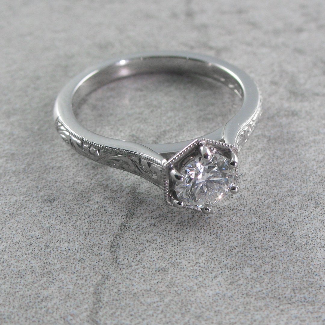 A vintage reproduction  bespoke diamond engagement ring