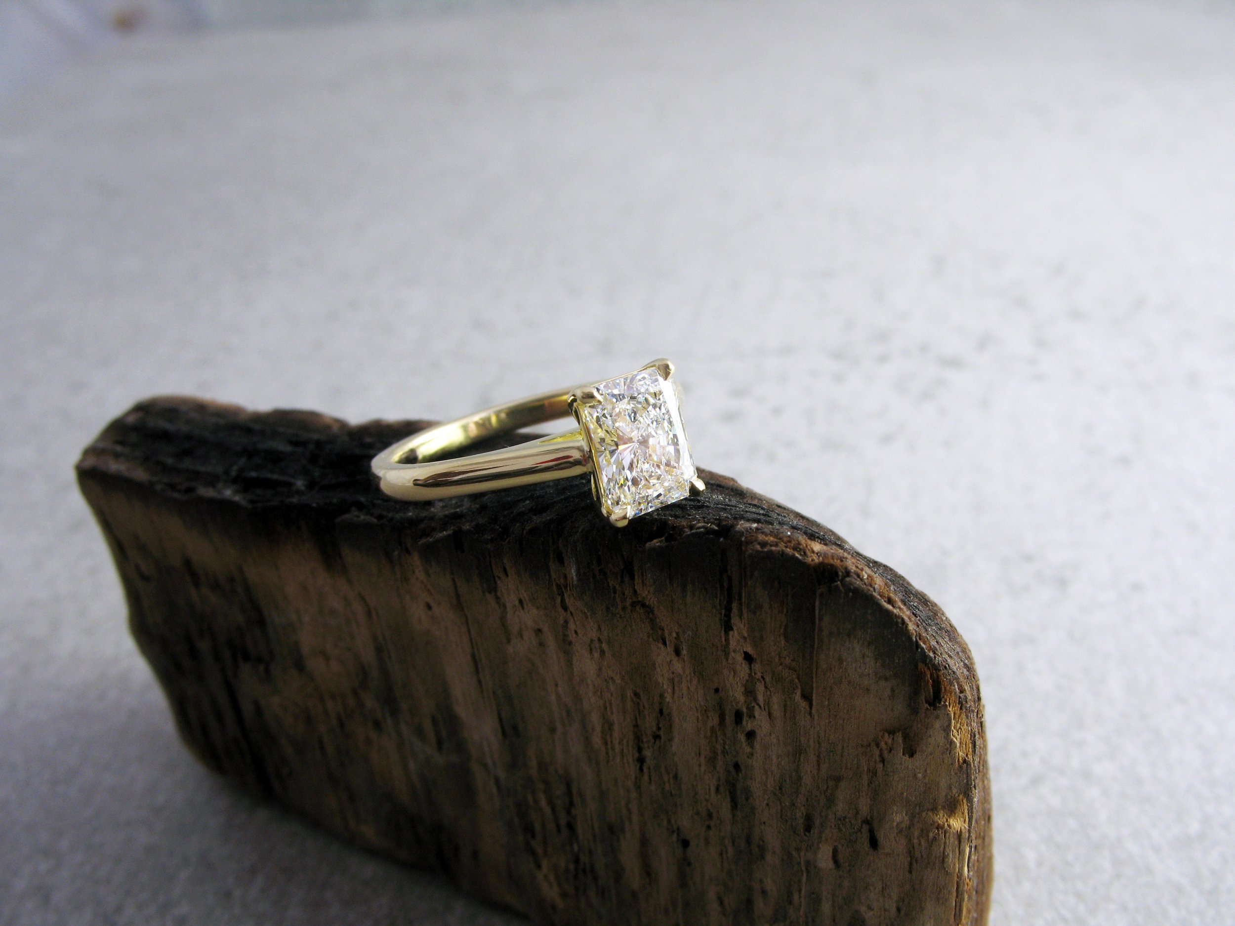 A gorgeous radiant cut diamond engagement ring