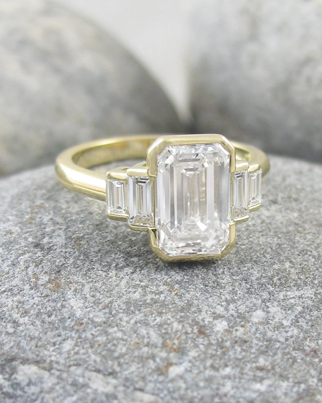 Art Deco style three stone trilogy diamond engagement ring.jpg