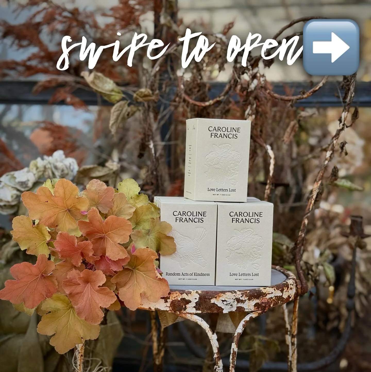 slow down, 
stay present, 
notice the beauty around you. 
inspired by the wonders of nature. thoughtful and intentional. 
hand poured &amp; made in the USA&hearts;️ 
so proud to offer&hellip;..
 caroline francis candles 
#&hearts;️laserragardens
#las