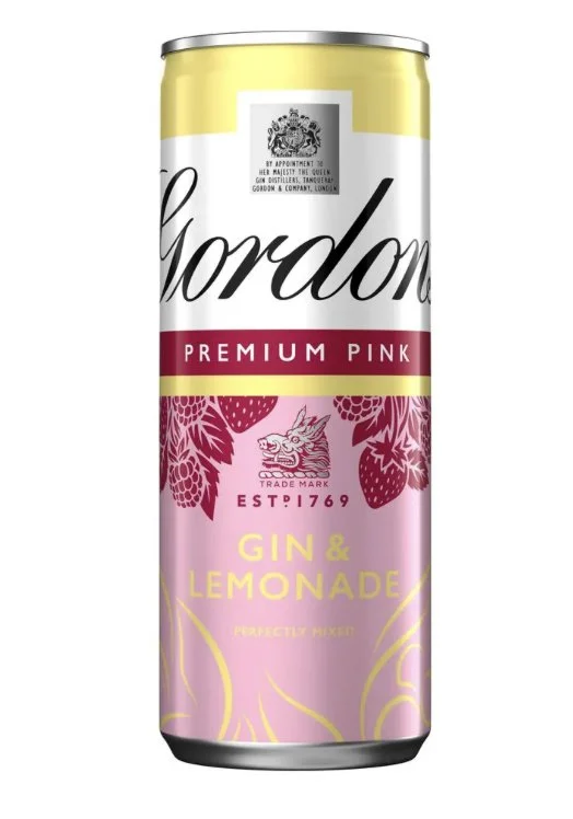£4 Gordon's Premium Pink Gin and Lemonade 250ml 5%