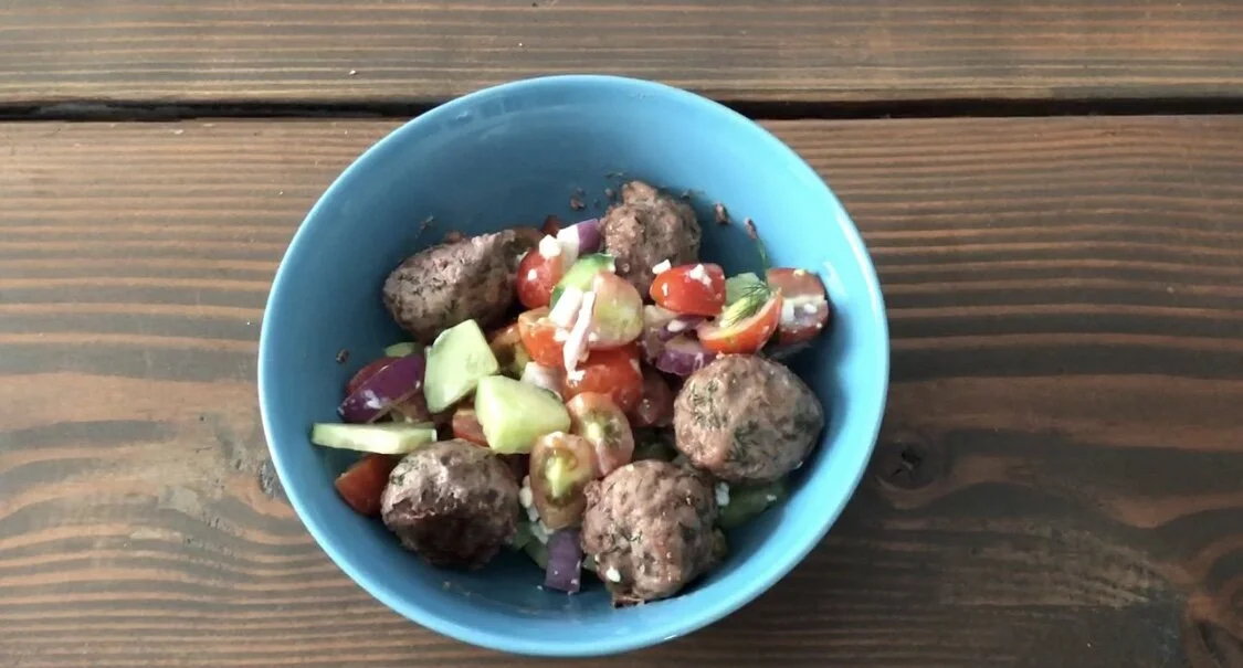 Greek Meatballs and Farmer Salad