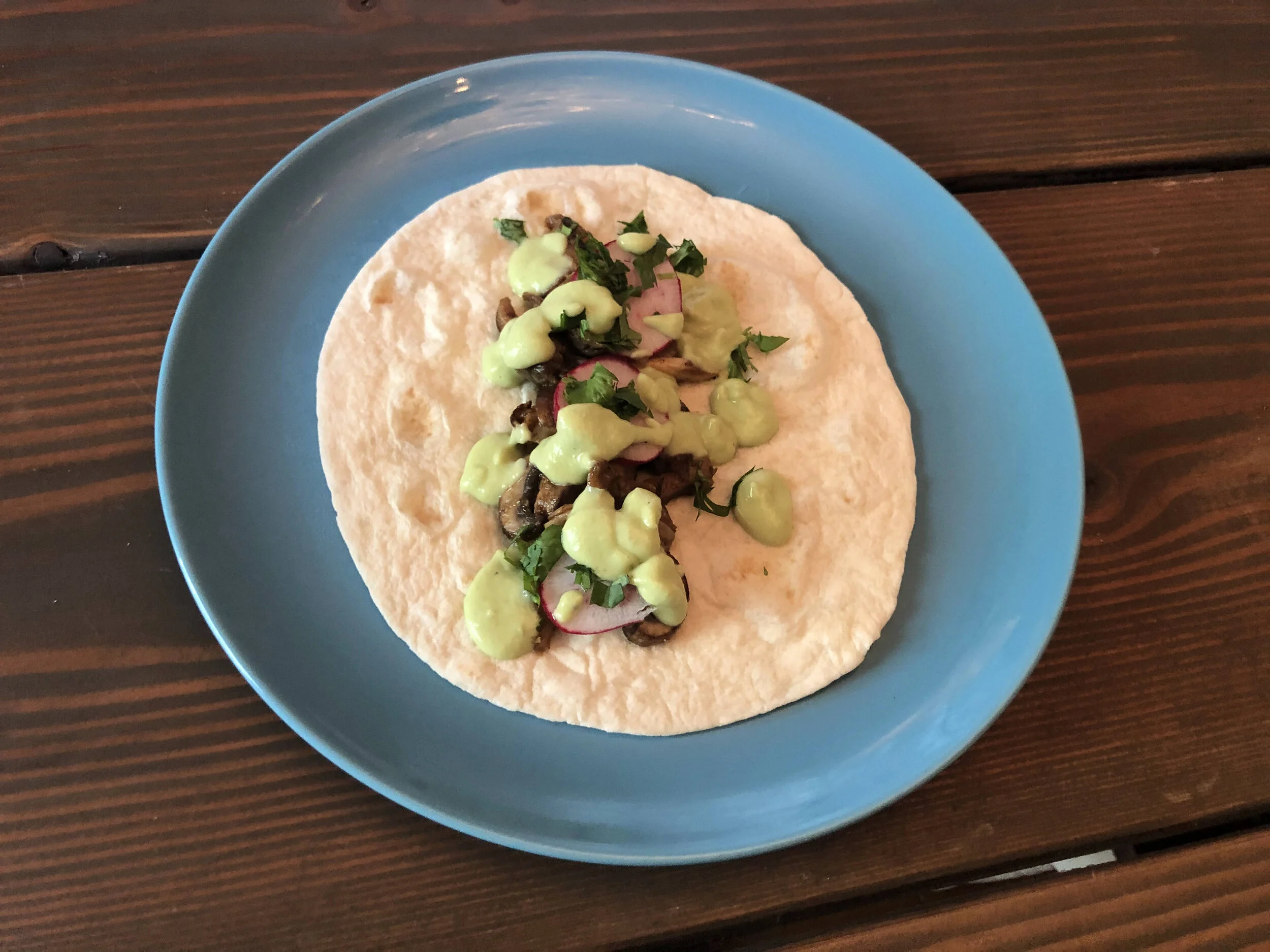 Wild Mushroom Tacos with an Avocado Crema