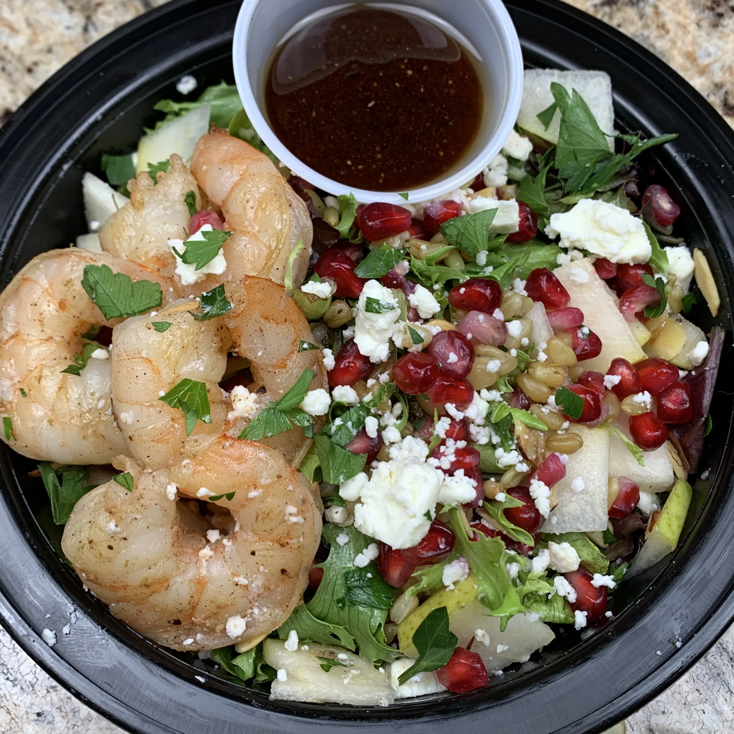 Pomegranate Pear Shrimp Salad