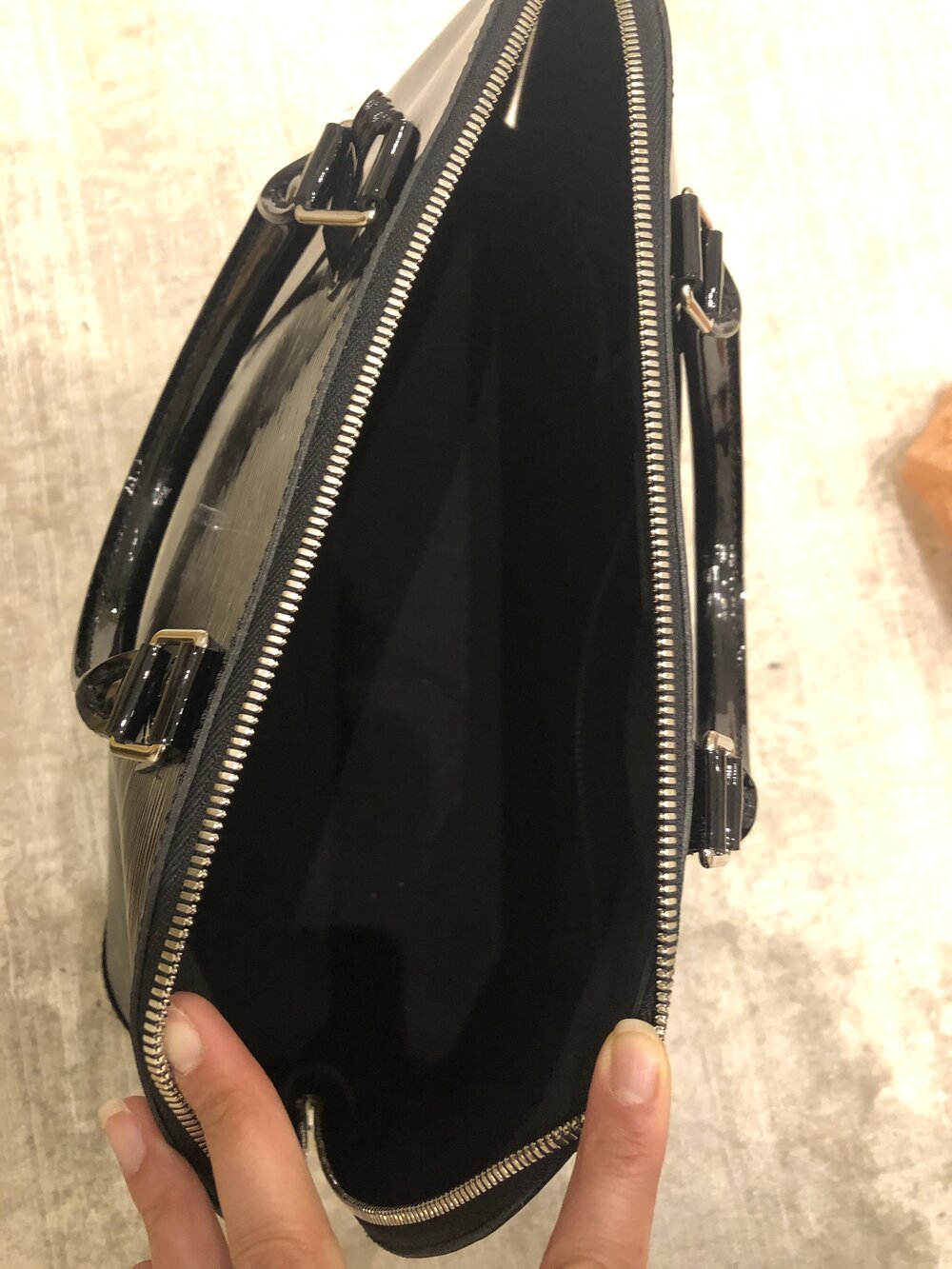 Louis Vuitton Alma GM Epi Patent Handbag