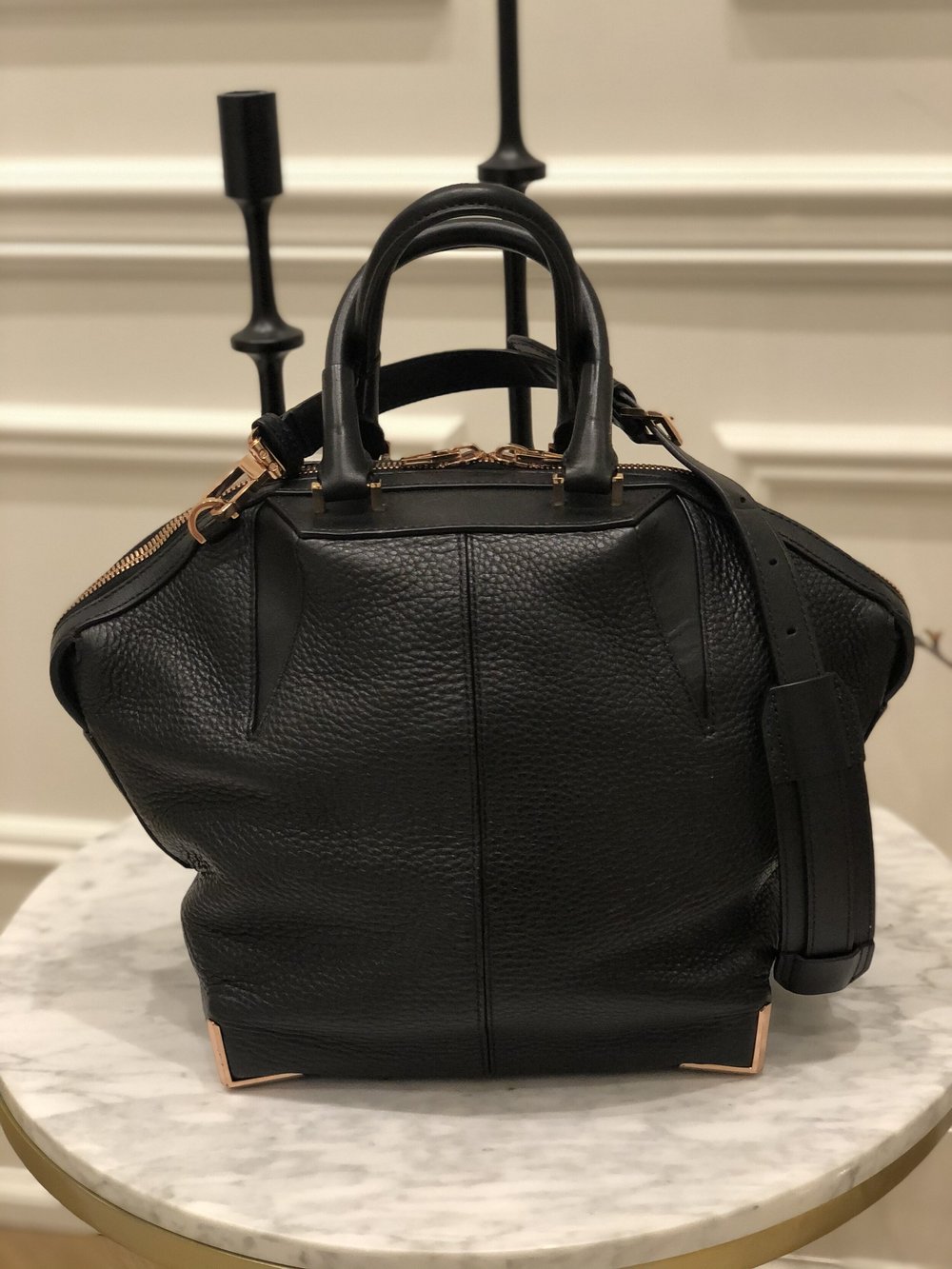 Alexander Wang Black Leather Bag with Rose Gold Hardware  ShopThing
