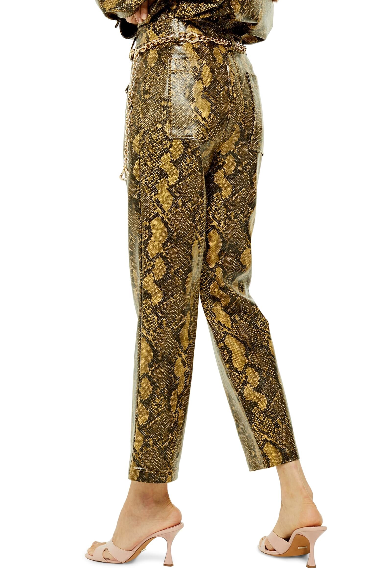 Topshop Snake Pattern Faux Leather Trousers
