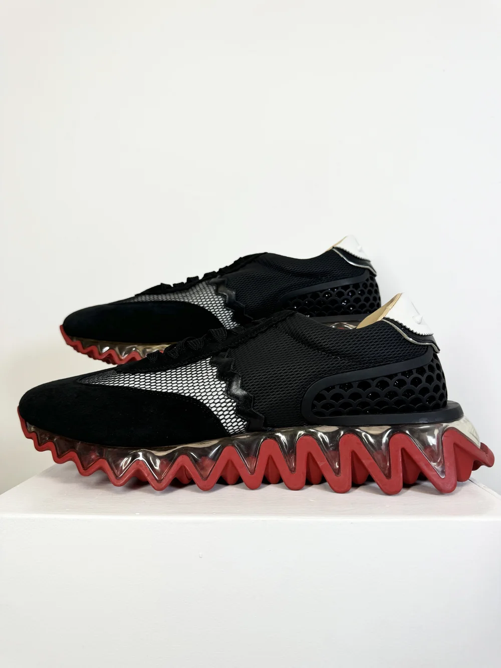 Christian Louboutin Men's Loubishark Mesh and Kid Suede Sneakers