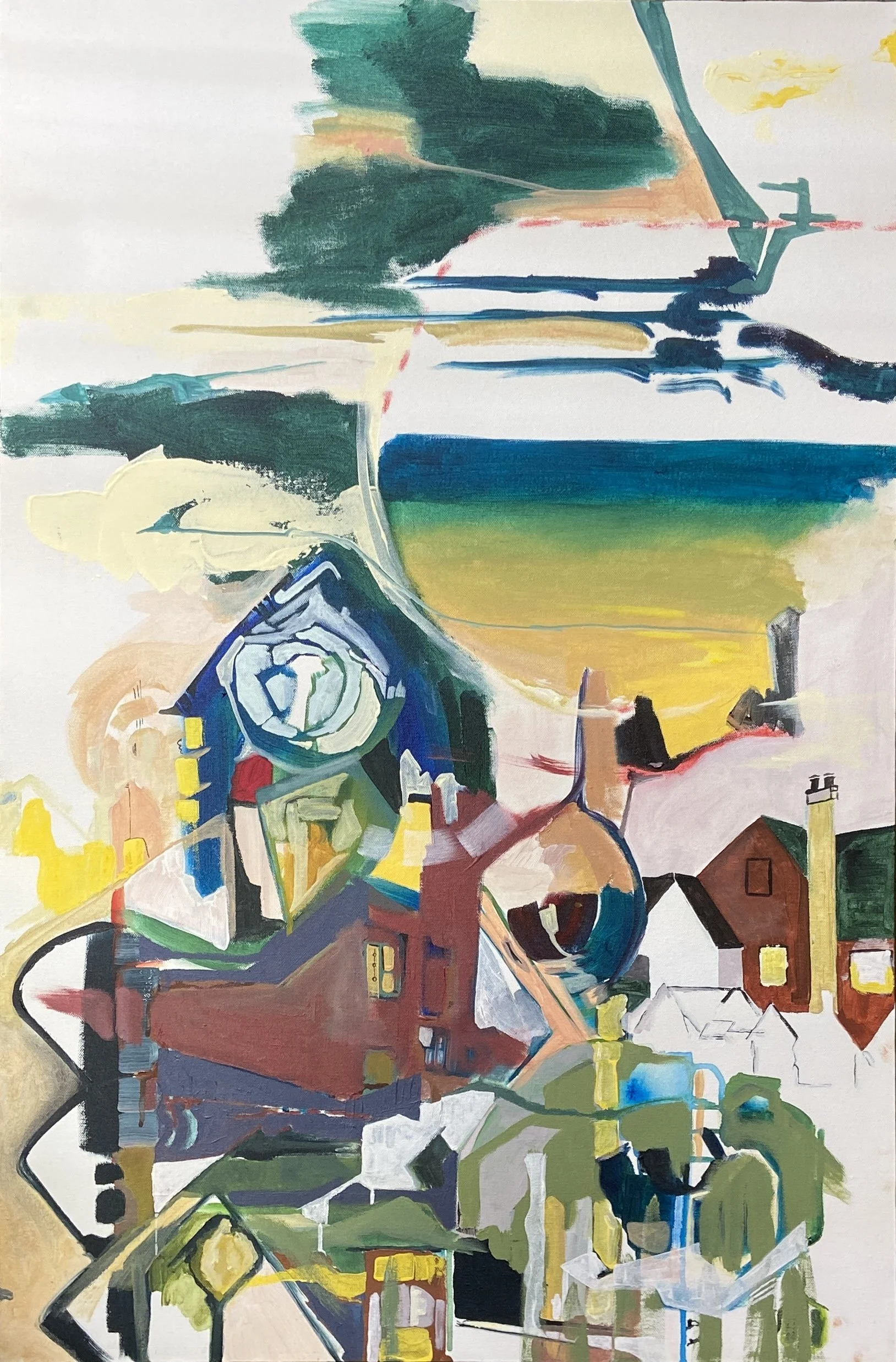 Of that particular night, 2025. Acrylic and ink on canvas, 36" x 24". 