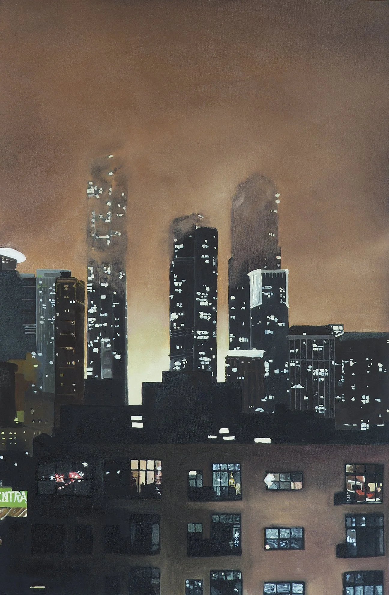 Chicago, Winter Night, 2026. Oil on canvas, 36" x 25" x 2".