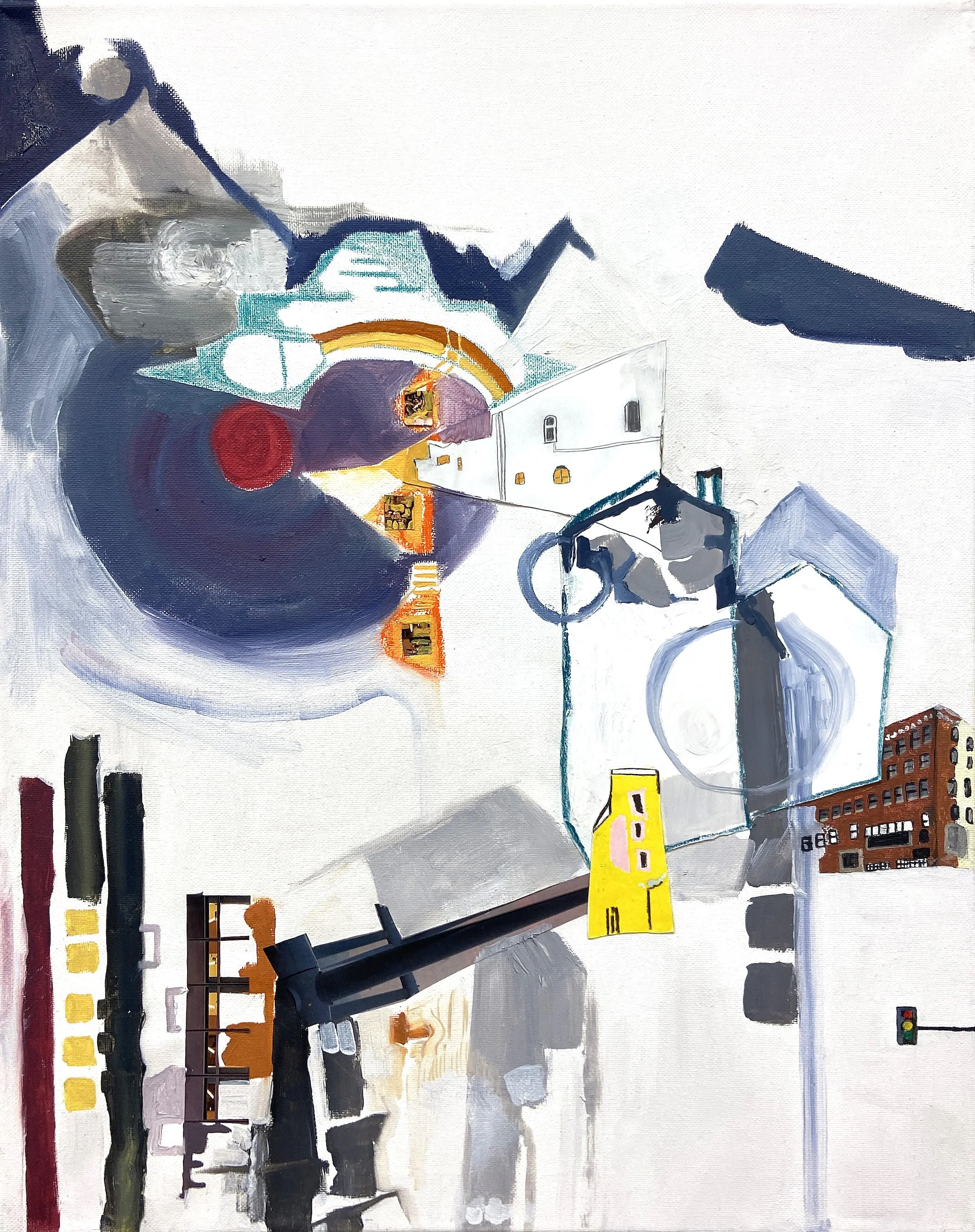 Pairing, 2024. Oil, oil pastel, collaged paper, graphite and acrylic on canvas, 20" x 16". 