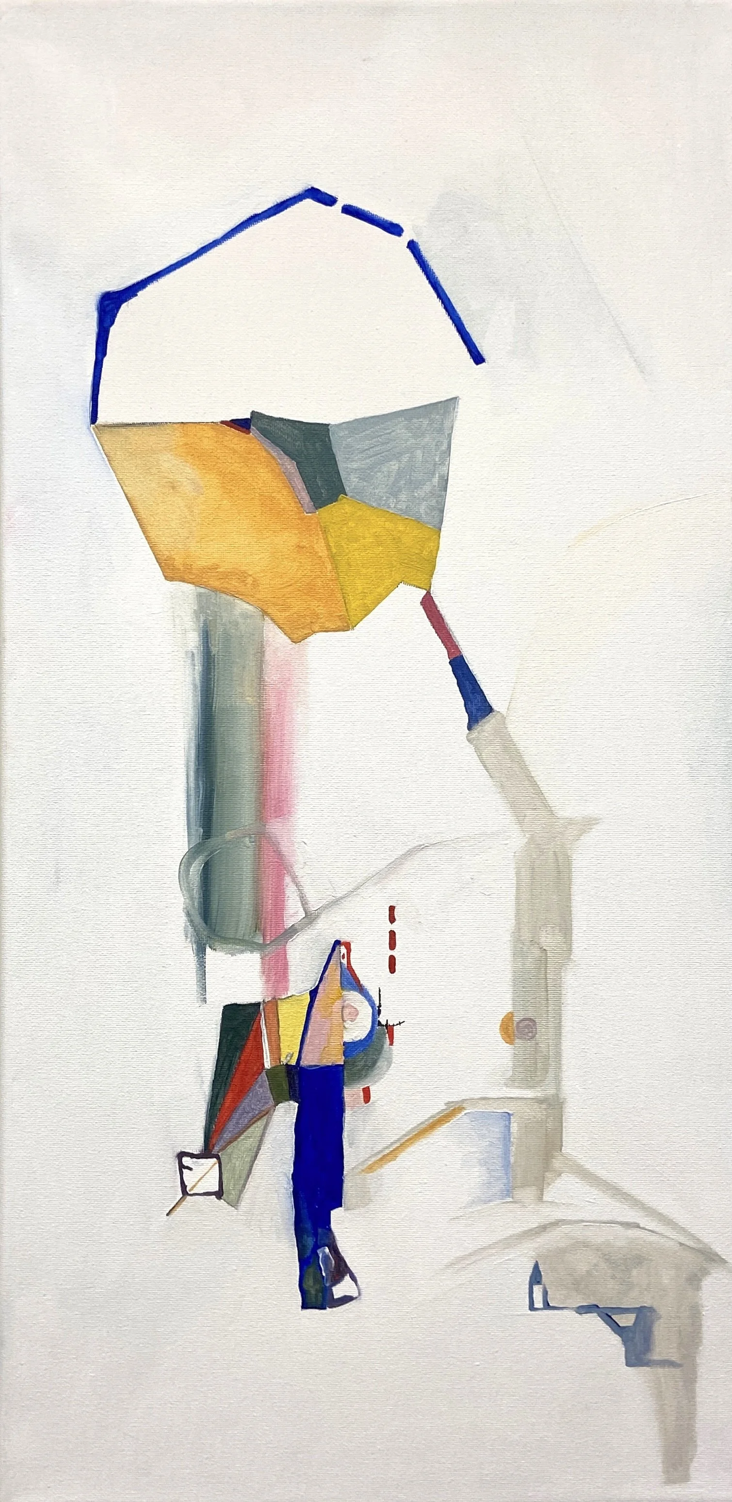 Immutable repose, 2024. Oil paint, ink, and graphite on canvas, 24" x 12".