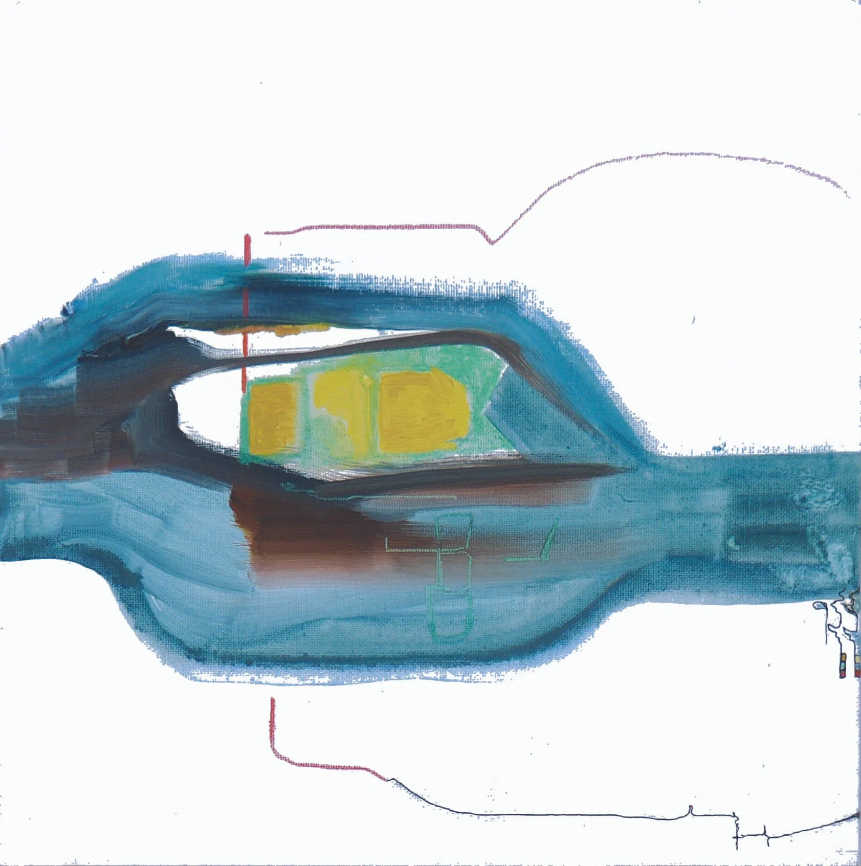 micro/macro, 2024. Acrylic, colored pencil, and ink on canvas, 12" x 12". 