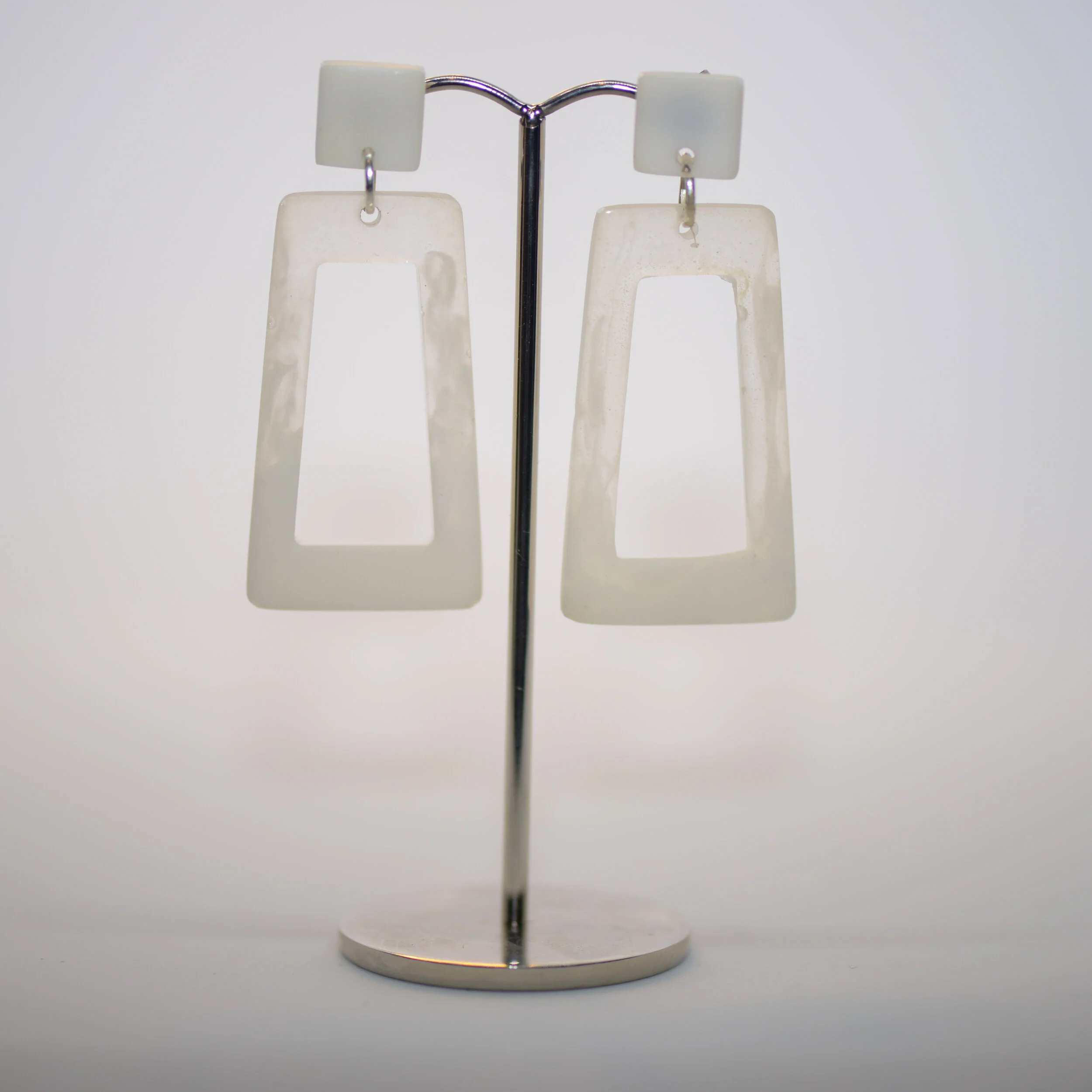 White | Block Edge Earring