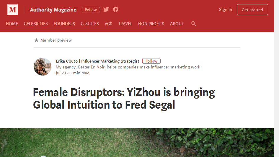 Authority Magazine - Female Disruptors YiZhou is bringing Global Intuition to Fred Segal
