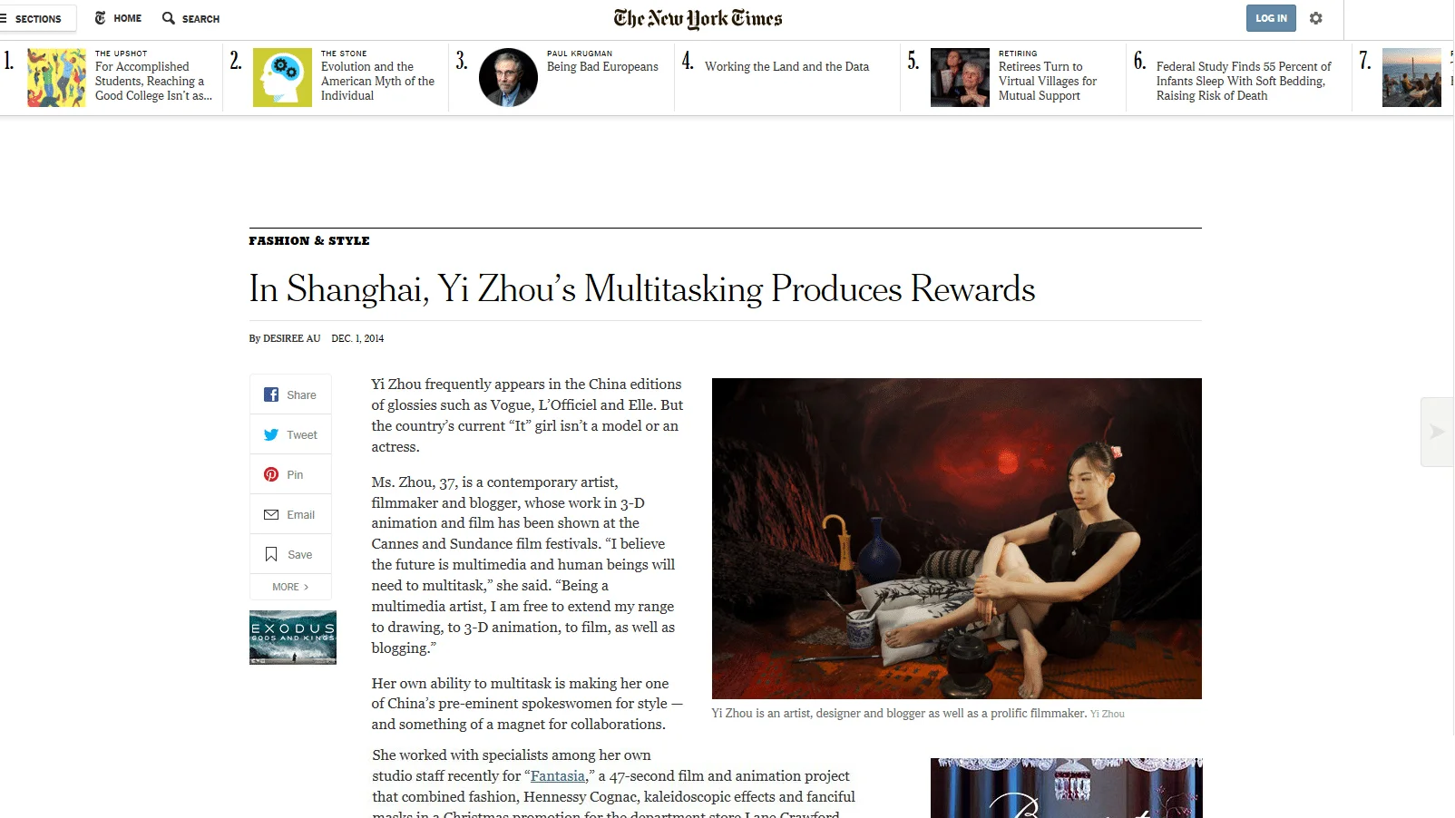 The New York Times - In Shanghai, YiZhou's Multitasking Produces Rewards