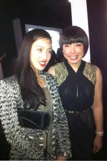 Yi Zhou with Angelica Cheung interviewed by Vogue TV at Vogue 120 anniversary exhibition &amp; event in Beijing