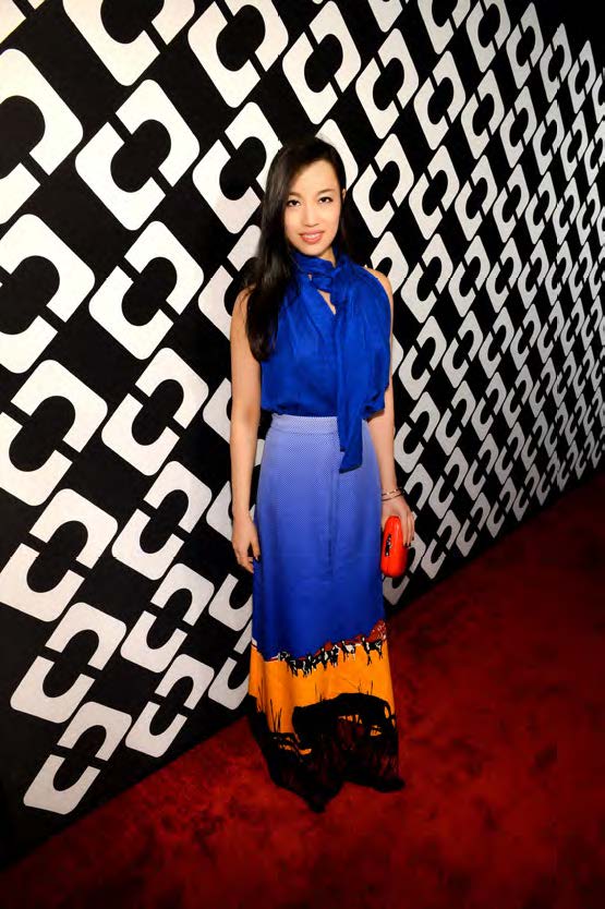 Yi Zhou walked DVF exhibition red carpet in Los Angeles Golden Globe Week