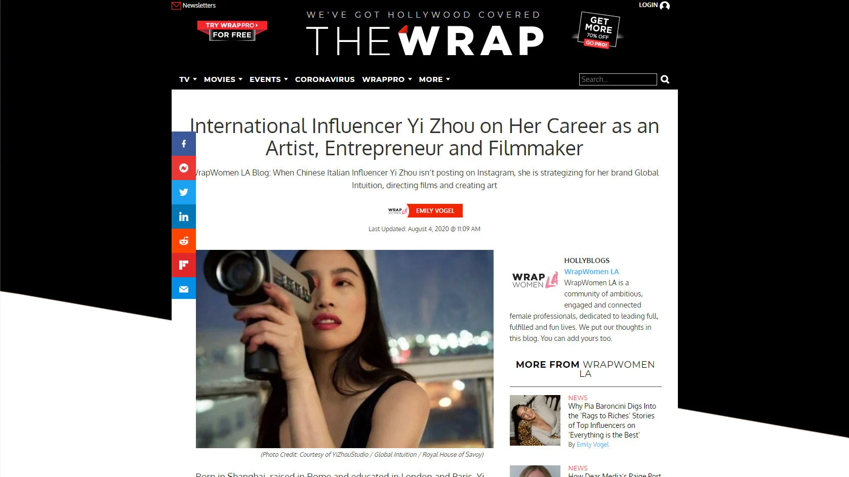 TheWrap - International Influencer Yi Zhou on Her Career as an Artist, Entrepreneur and Filmmaker