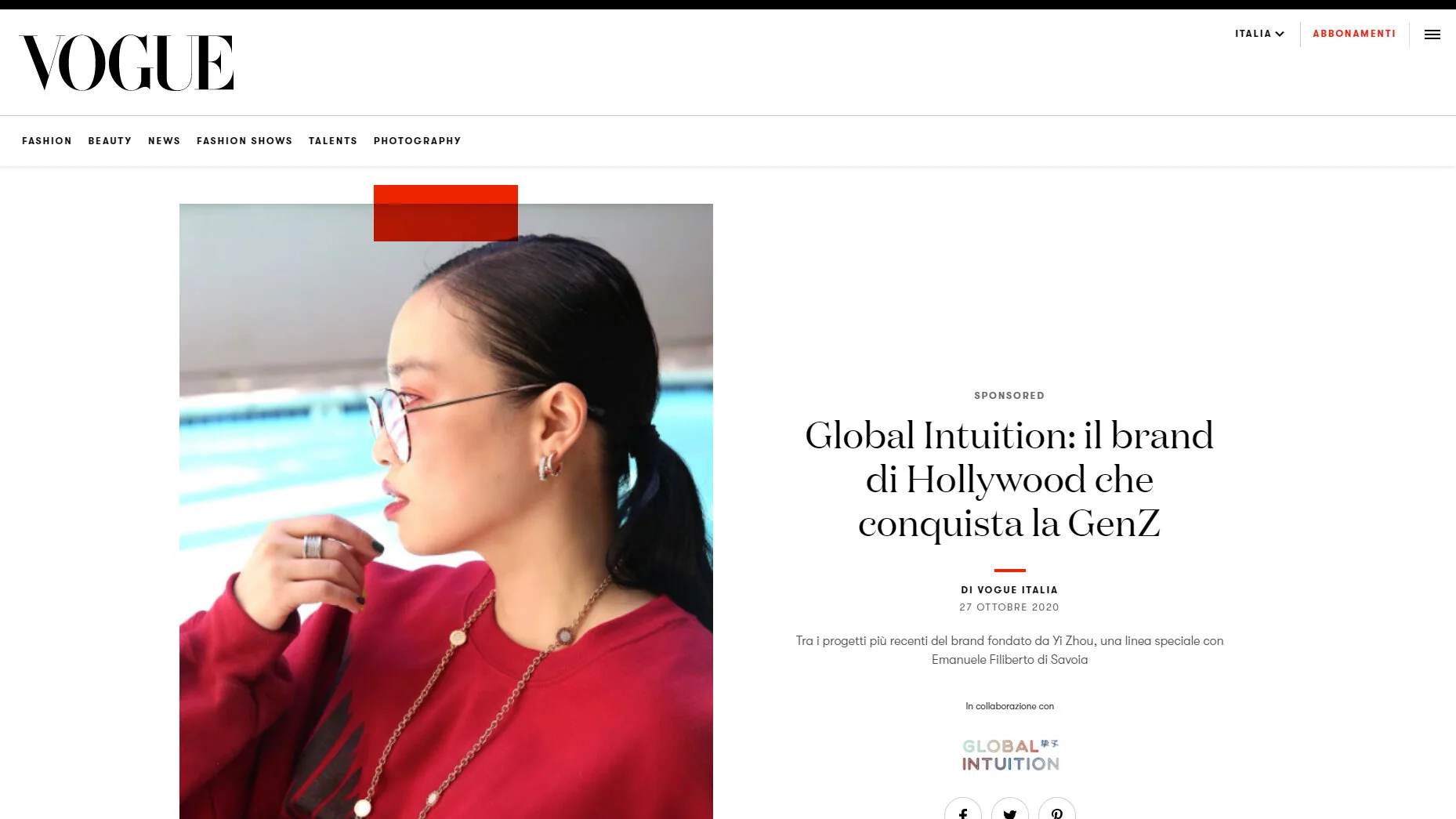 Vogue Italia - Global Intuition: il brand di Hollywood che conquista la GenZ