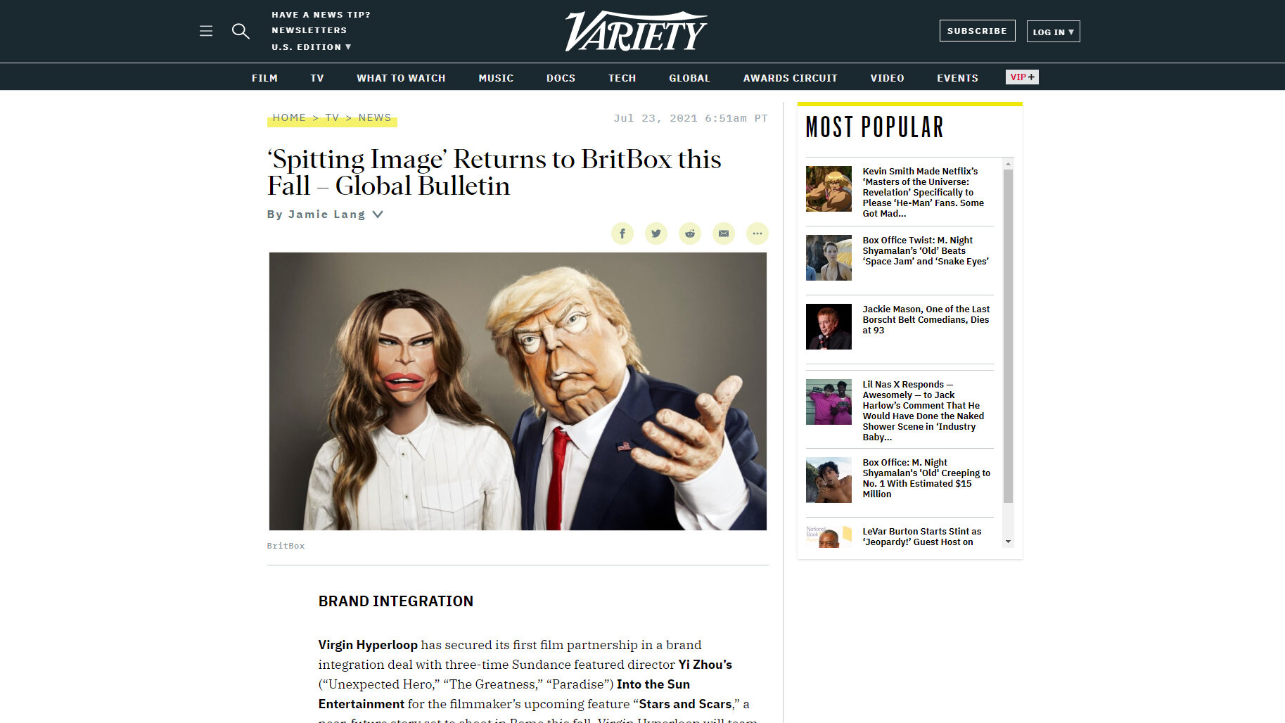 Variety - ‘Spitting Image’ Returns to BritBox this Fall – Global Bulletin