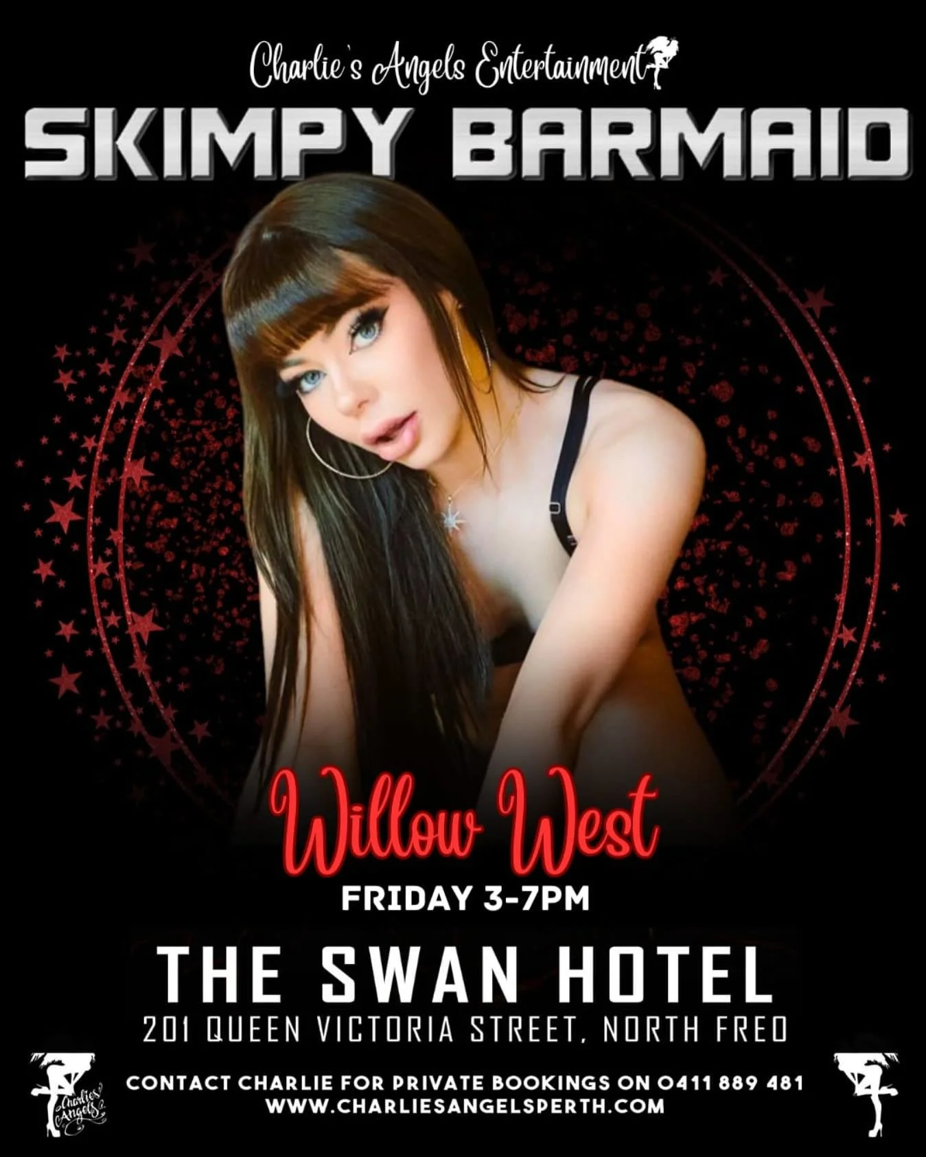 WILLOW - at the Swan in North Freo this Friday 3-7pm 🍻 #skimpy #northfreo #freobarmaid #friday #charliesangelsperth #perthwaitress