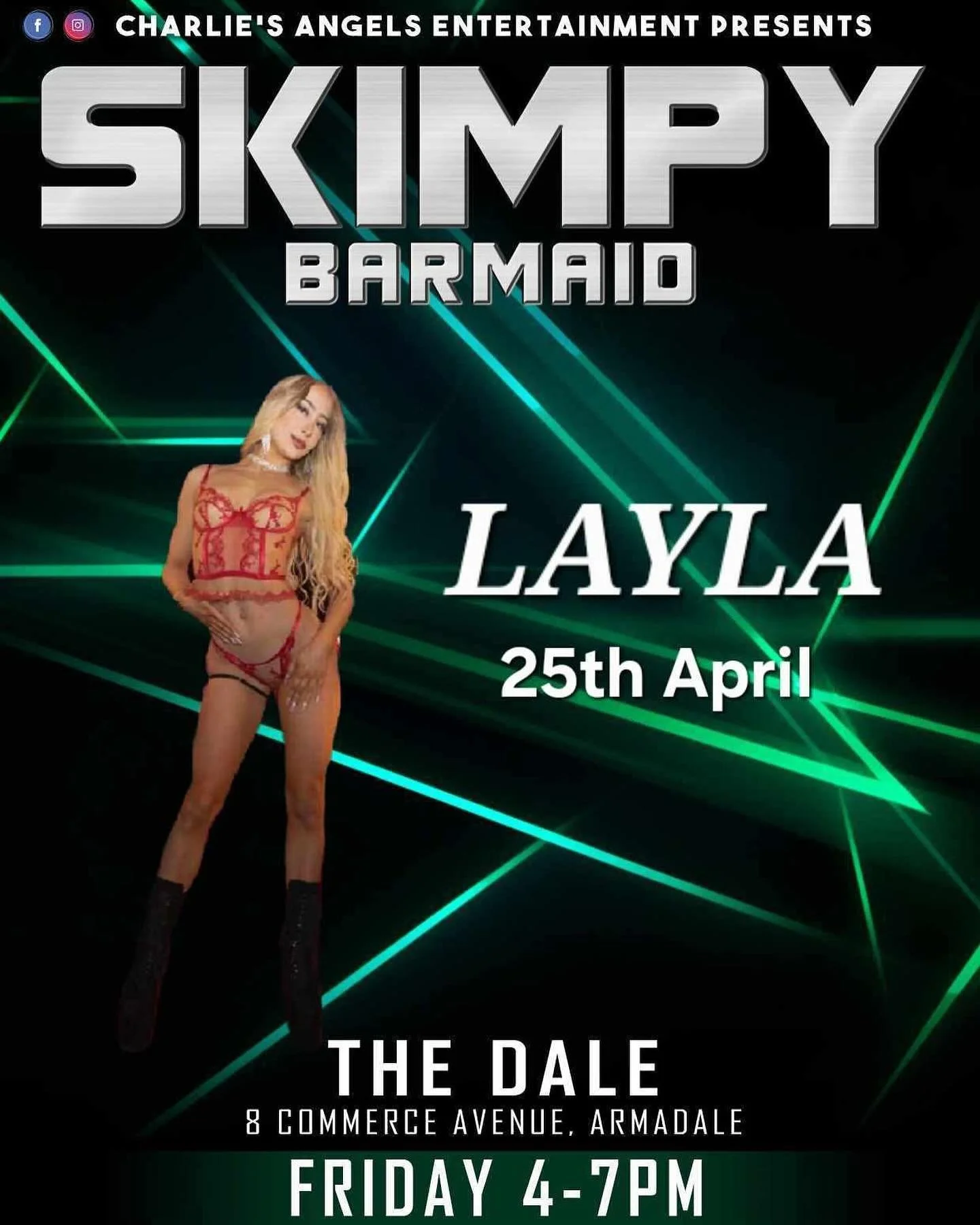 This week at the Dale in Armadale we have Willow on Thursday and Layla on Friday serving you beers and banter from 4-7pm 🍻 👙 #charliesangelsperth #skimpybarmaid #beersandbooty #bikinibarmaid #charliesangelsentertainment #charliesangelsent #charlies