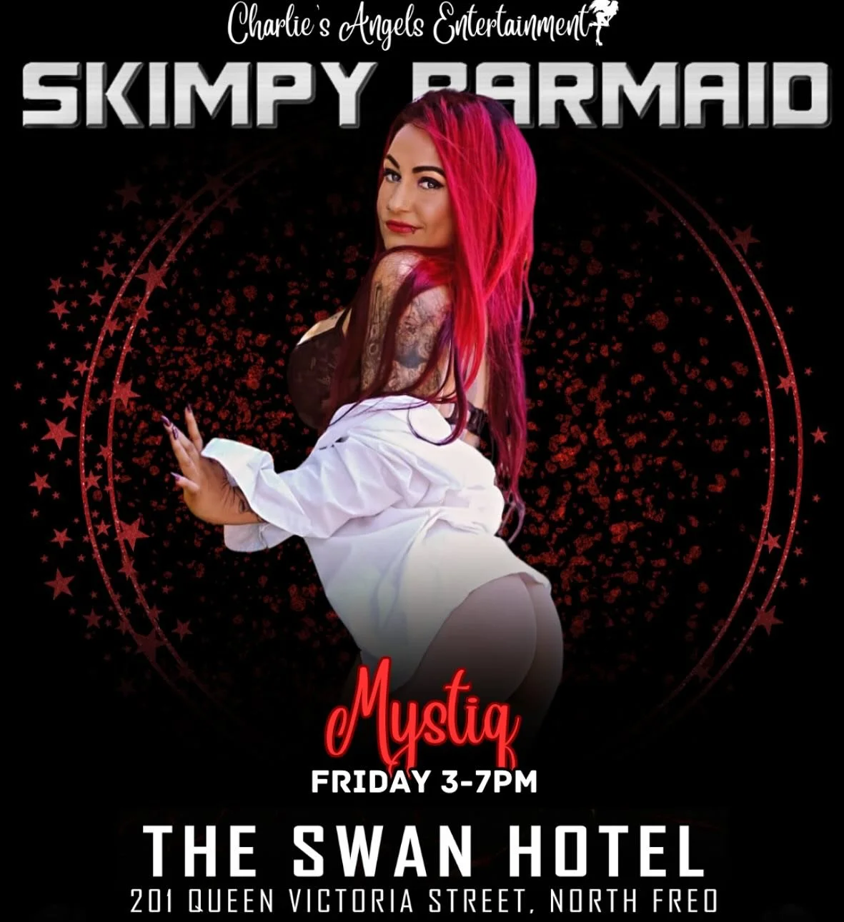 🦢 SWAN HOTEL - NORTH FREO - FRIDAY MAY 2nd 🍻 @charliesangels.entertainment #charliesangelsperth #skimpy #skimpyfriday #banter #barmaid #bikinibarmaid #charliesangelsentertainment #charliesangels #perthwaitress #poledancers #partygirls