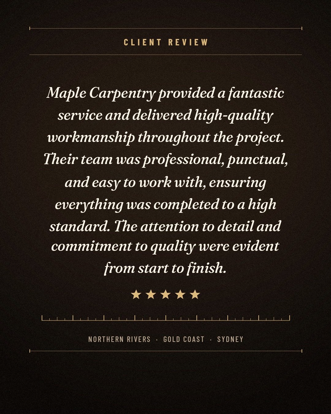 ⭐ A recent review from one of our Builder partners. ⭐

Reviews like this are what make the hard work worth it 🙌

#maplecarpentry #carpentry #northernrivers