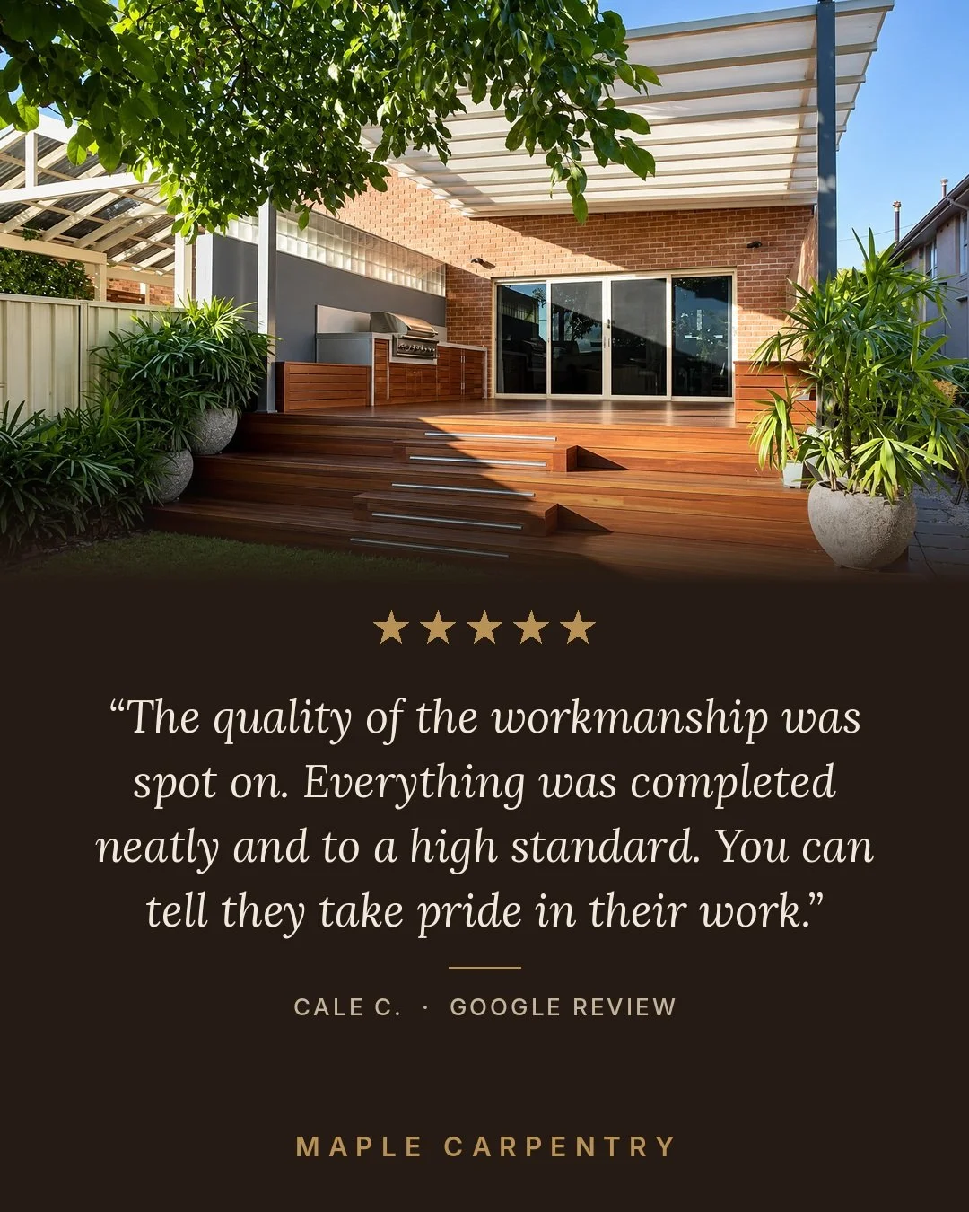 Kind words from a recent client. Showing up when we say we will, keeping you in the loop, and finishing every job neatly. That's how we like to work.

Thanks for taking the time to leave us a review. We really appreciate it.

Planning a deck, outdoor
