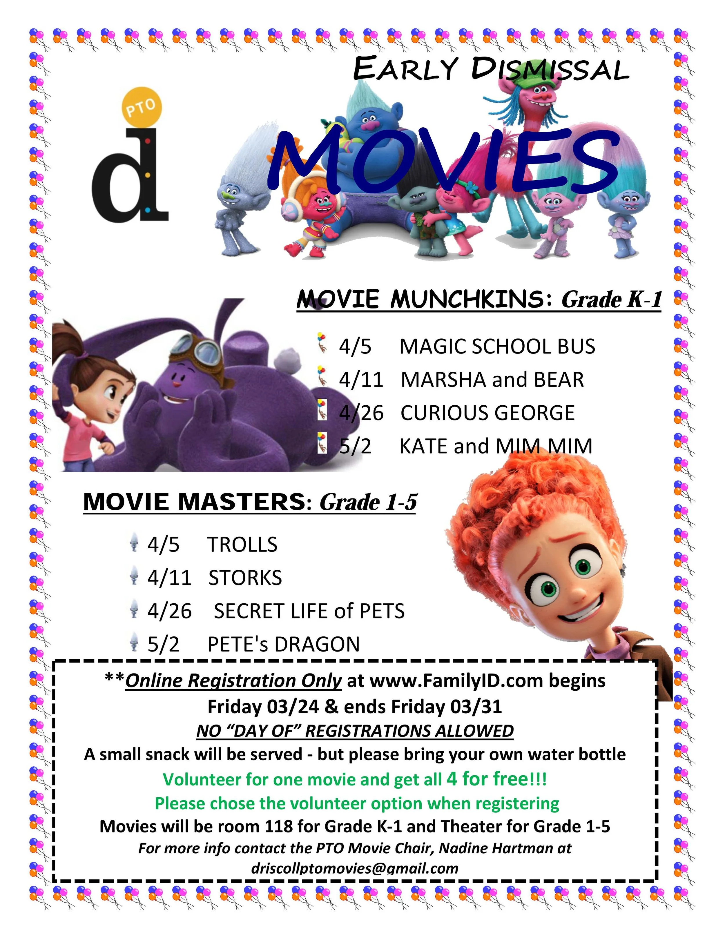 Spring Early Release Movie Sign Up