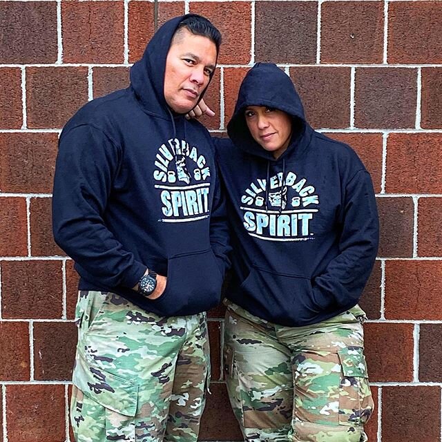 AMERICAS FINEST! Thank you @ameelouishia and her battle buddy for showing us your #SilverBackSpirit and more importantly, for your outstanding service to our nation!  #MadeInAmerica #VeteranOwnedBusiness #Army #Marines #AirForce #CoastGuard #Navy