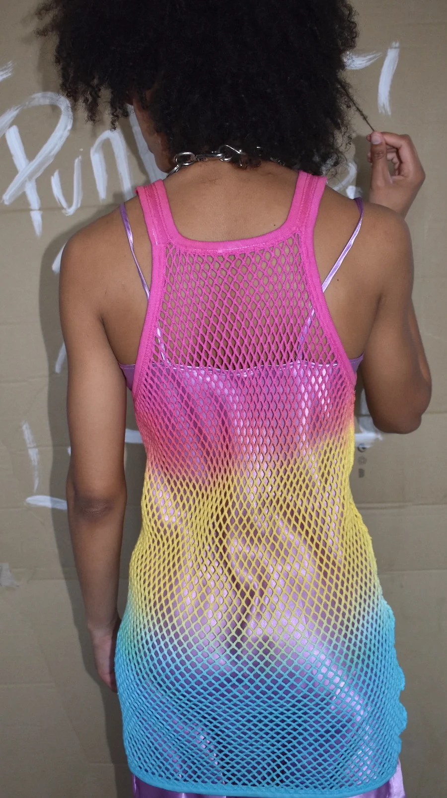 #35IH THRIFT EXCLUSIVE RAINBOW MESH DRESS SHANI6.JPG