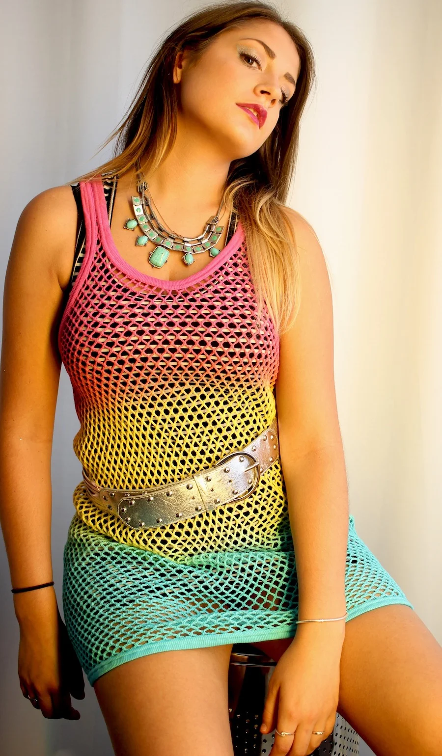 #35IH THRIFT EXCLUSIVE RAINBOW MESH DRESS CALLIE HERO SHOT.JPG