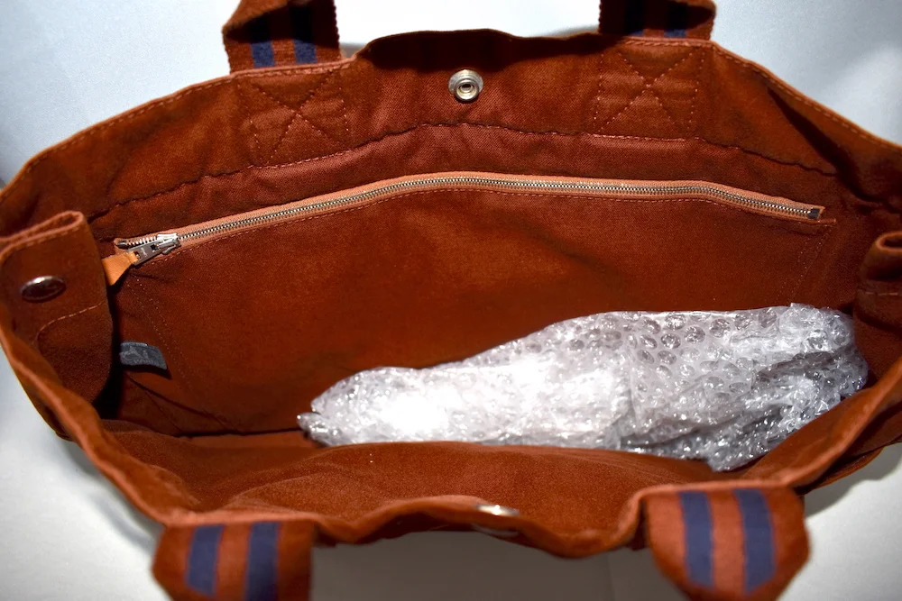 #6A HERMÈS - a Fourre Tout BROWN COTTON BAG INSIDE