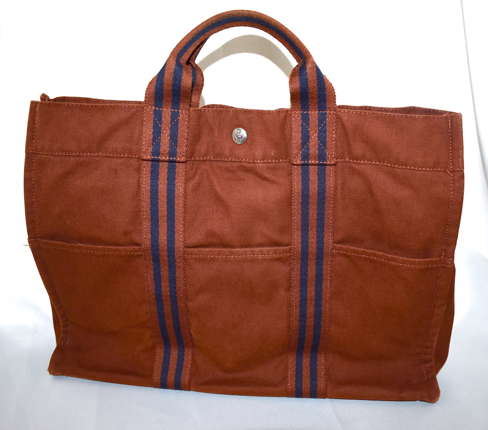 #6A HERMÈS - a Fourre Tout BROWN COTTON BAG1
