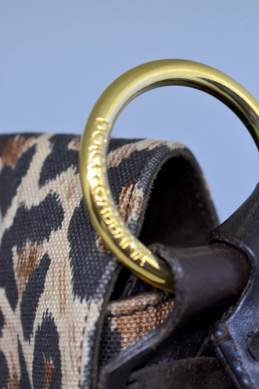 #28A DOLCE &amp; GABBANA  LEOPARD PRINT CANVAS HANDBAG RING C.U.