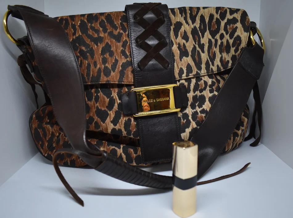 #28A DOLCE &amp; GABBANA  LEOPARD PRINT CANVAS HANDBAG5
