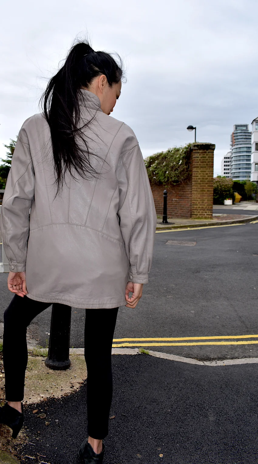 #10T TAUPE LEATHER JKT BACK