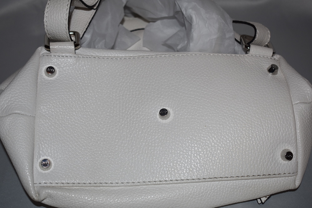 WHITE grained LEATHER BACKPACK by Abro. BOTTOM