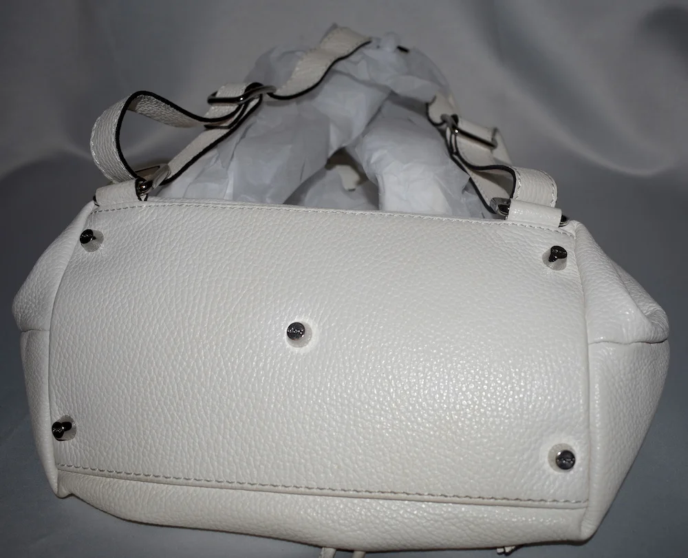 WHITE grained LEATHER BACKPACK by Abro. BOTTOM 2