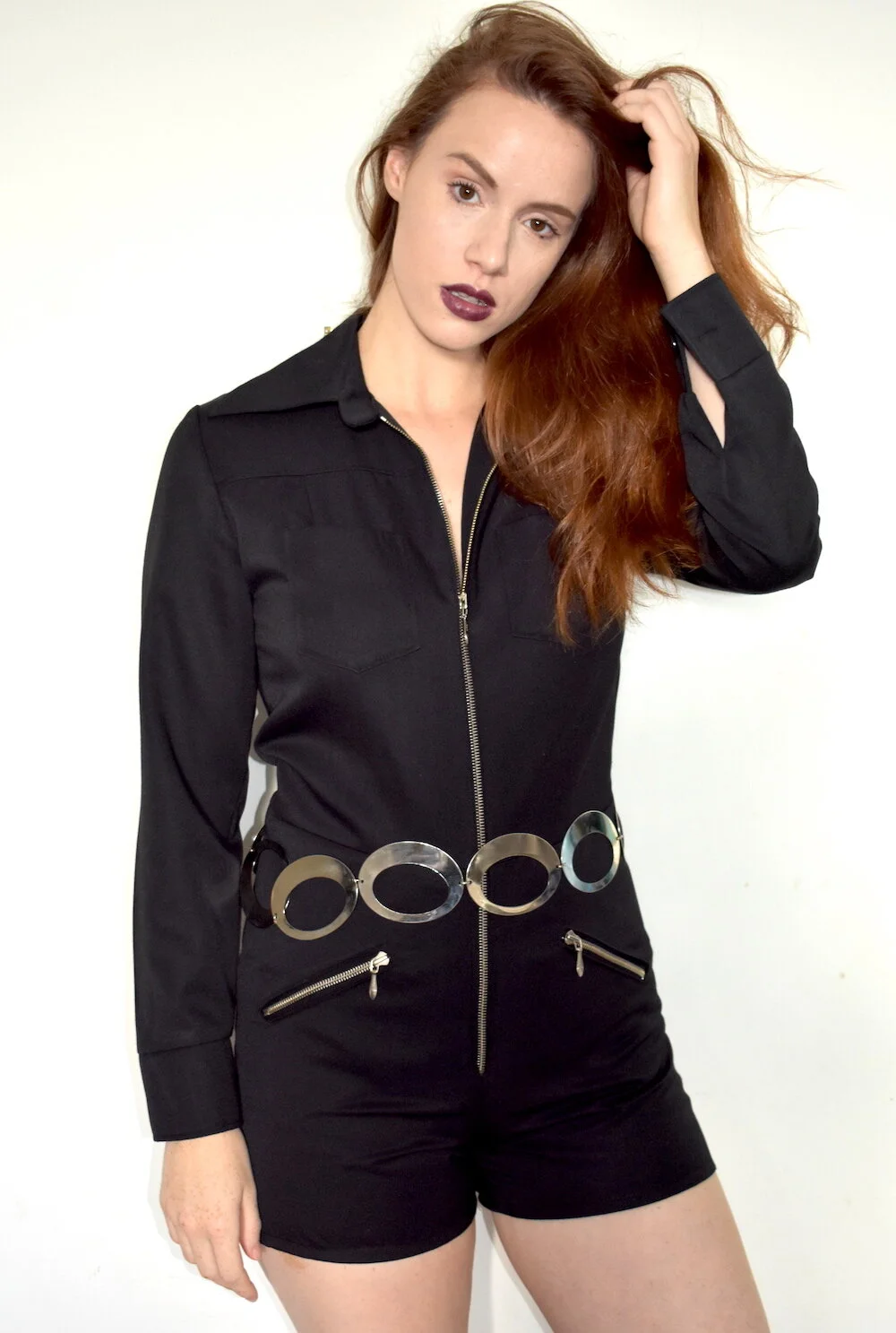 #18AW AVENGERS STYLE BLACK PLAYSUIT