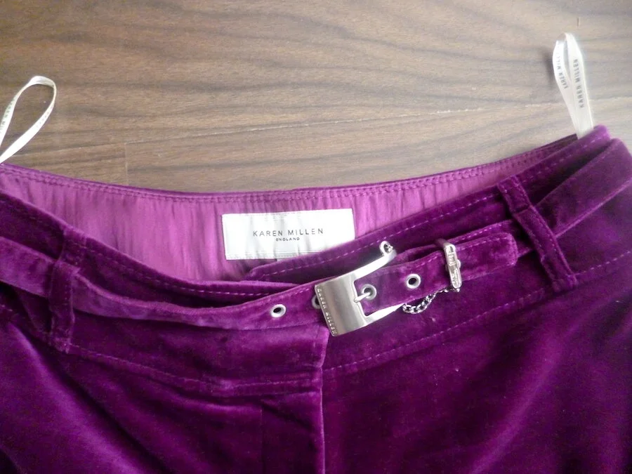 #17AW PURPLE KAREN MILLEN VELVET TROUSERS