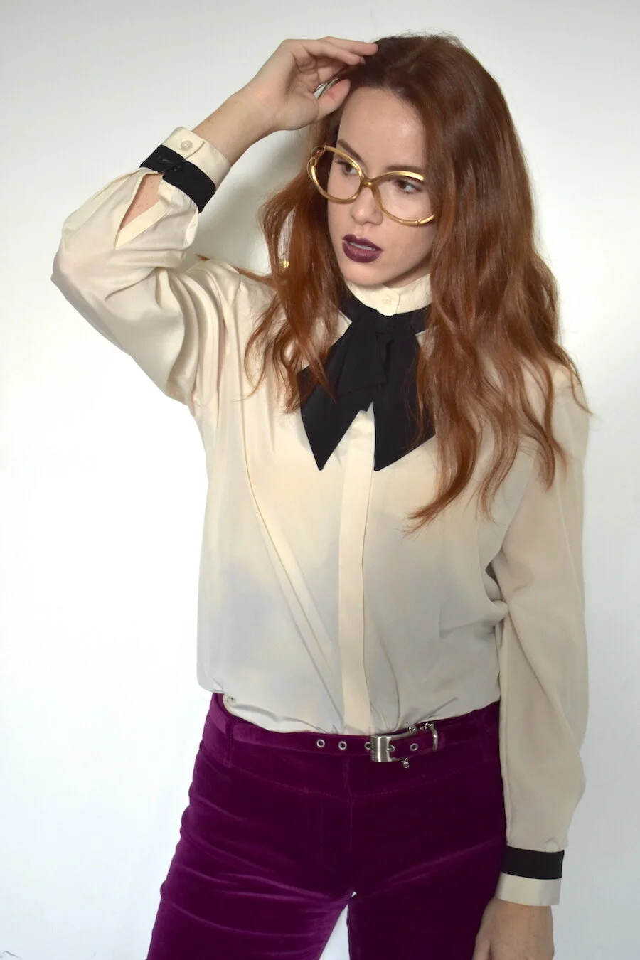 #17AW PURPLE KAREN MILLEN VELVET TROUSERS